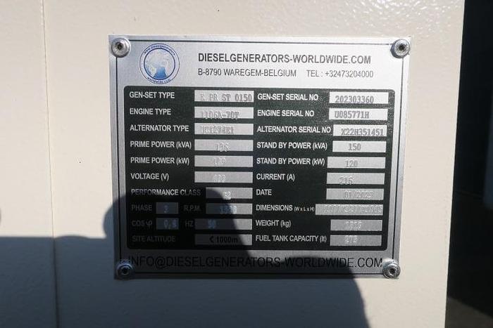 2023 Perkins 1106A-70T - 136 KVA