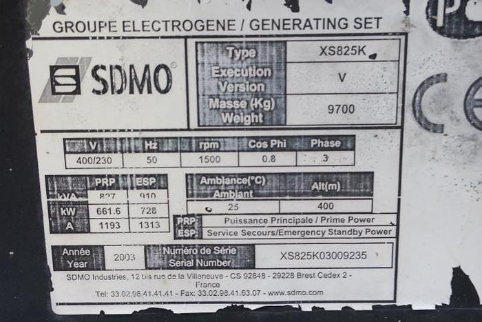 Used 2003 MTU 16V2000 - 825 KVA