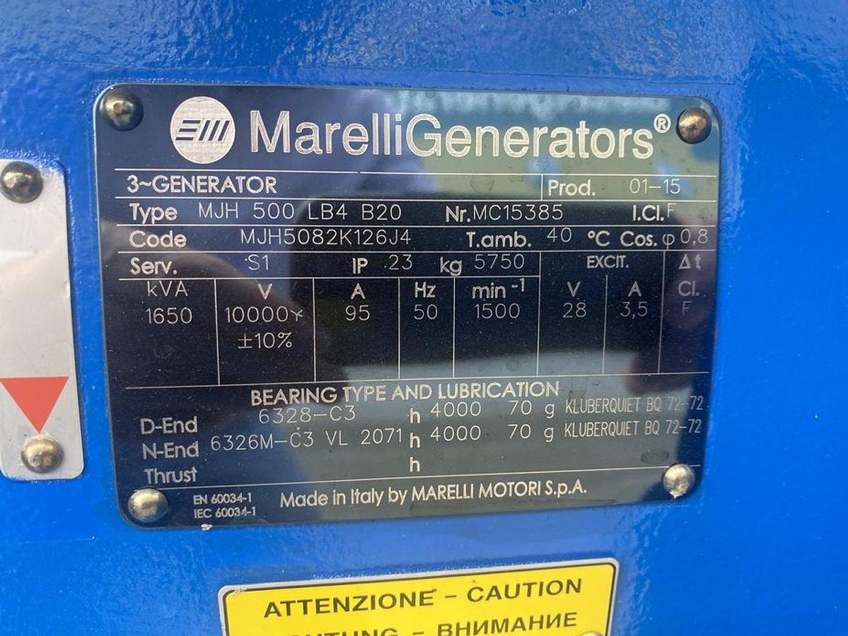 Used 2015 MWM TCG2020V12 - 1000 KWe