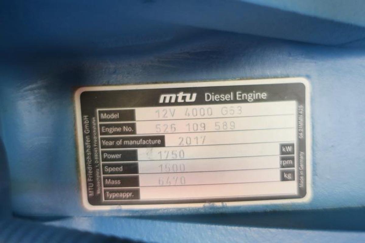 Used 2017 MTU 12V4000G63 - 2000 KVA
