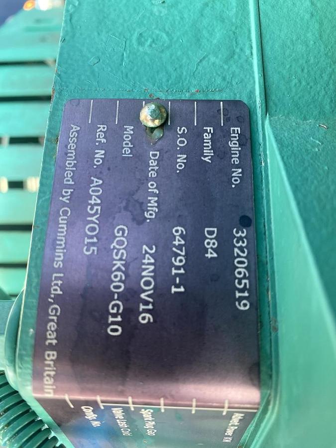 Used 2016 Cummins GQSK60-G10 - 1400 KWe