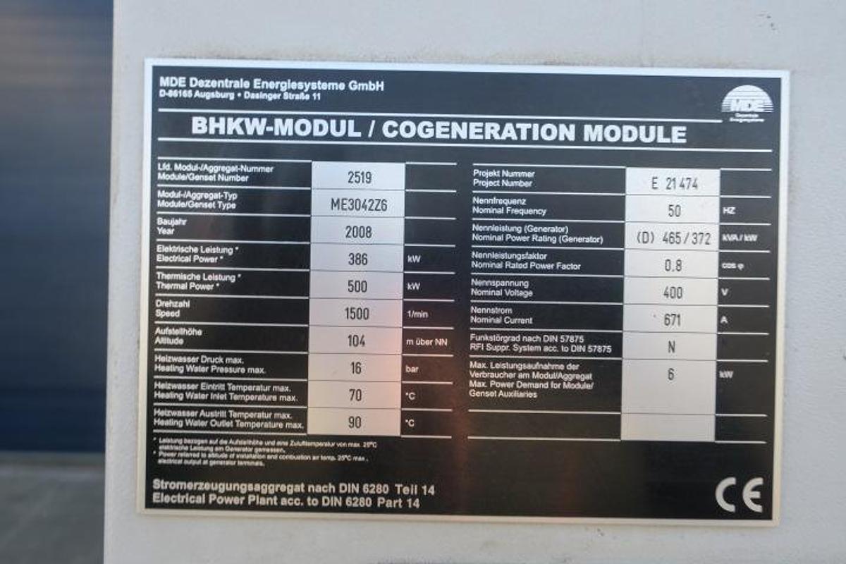 Used 2015 MTU 12V400 - 386 KWe