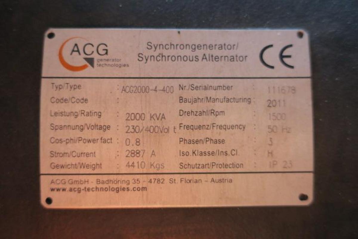 Used 2009 MTU 12V4000 - 2000 KVA