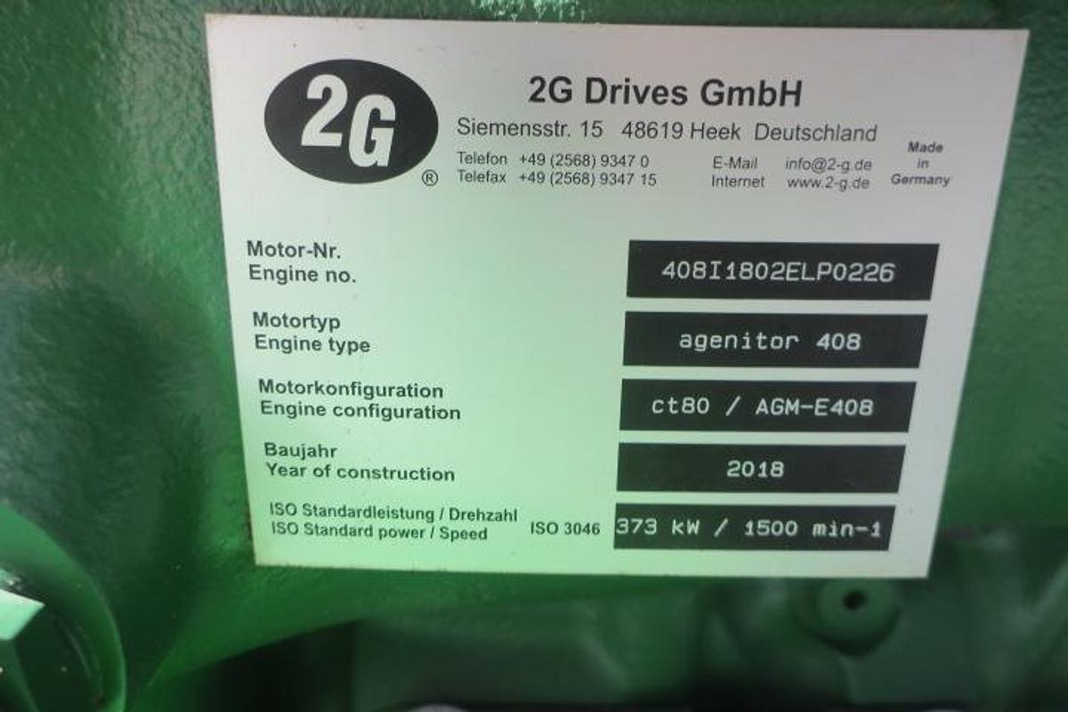 Used 2018 2G agenitor 408 - 360 KWe