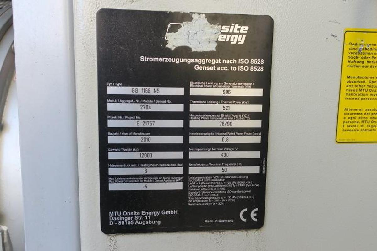 Used 2010 MTU 12V4000L62