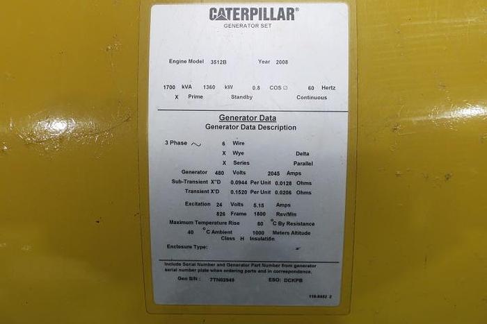 Used 2010 Caterpillar 3512B - 1600 KVA