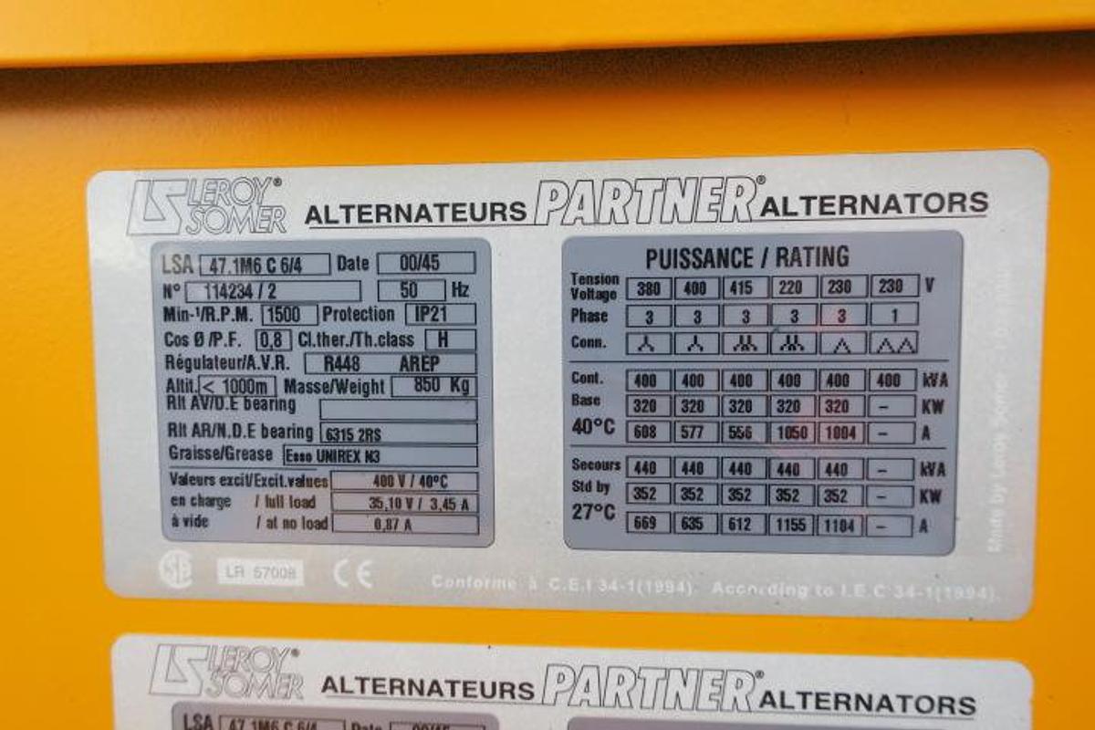 Used 2000 Volvo TAD1232GE - 410/450 KVA