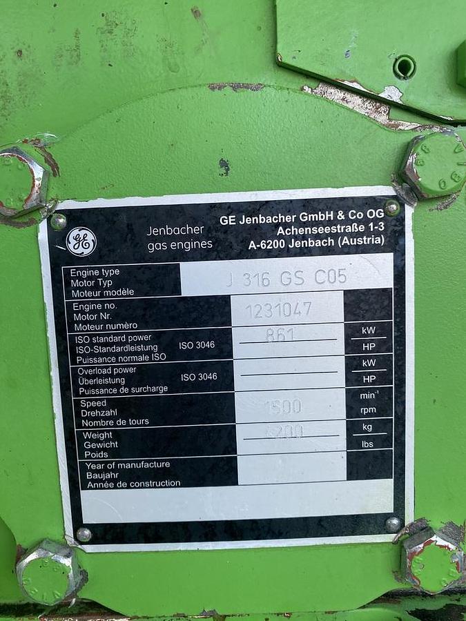 Used 2004 Jenbacher J316 - 835 KWe