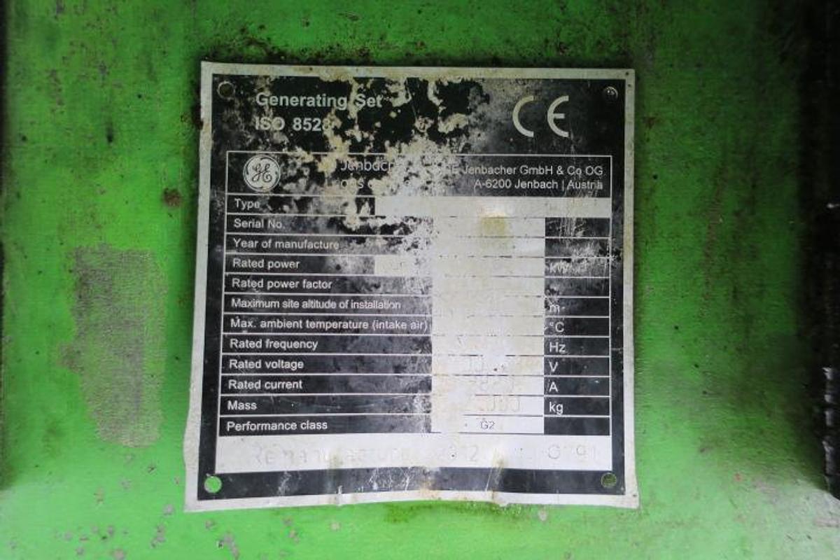 Refurbished 2012 Jenbacher J616SGSC02 - 2000 KWe