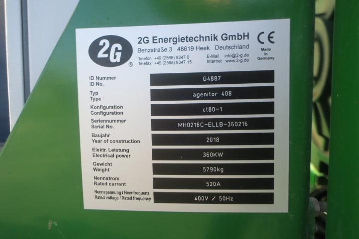 Used 2018 2G agenitor 408 - 360 KWe