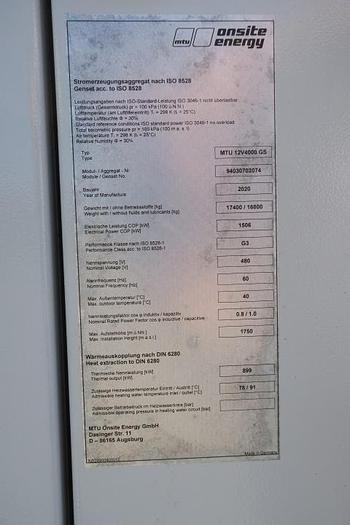 Unused 2020 MTU 12V4000 L64FNER - 1506 KWe