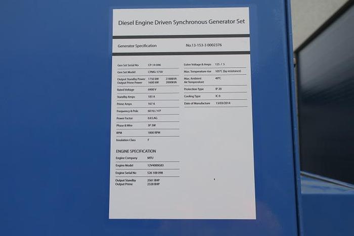 Used 2013 MTU 12V4000G83