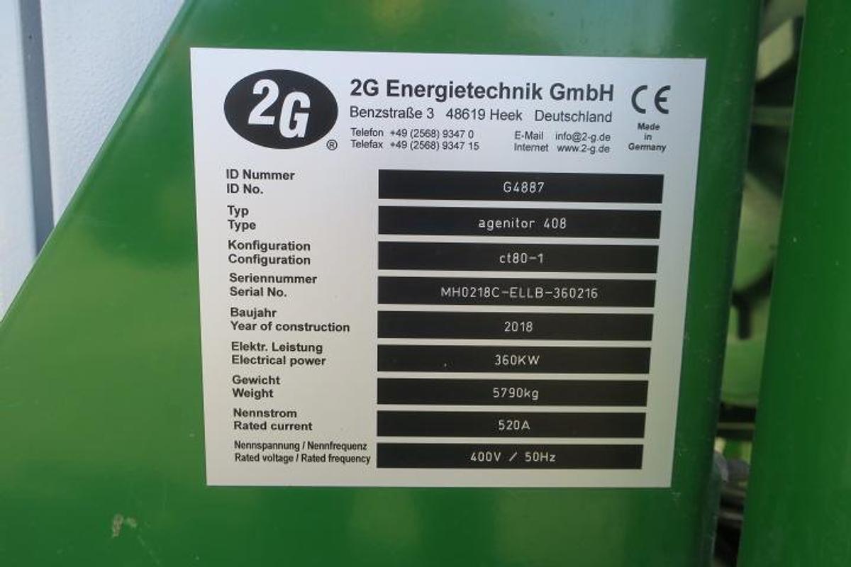 Used 2018 2G agenitor 408 - 360 KWe