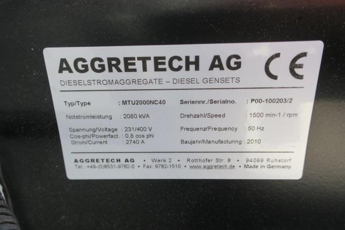 Used 2009 MTU 12V4000 - 2000 KVA