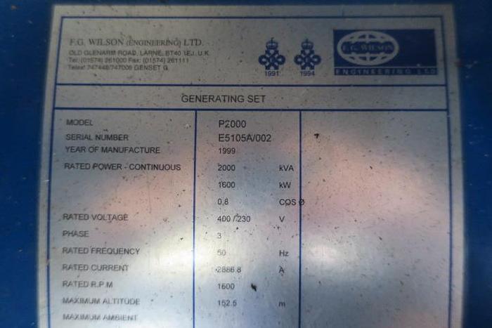 Used 1999 Perkins 4016 - 2000/2250 KVA