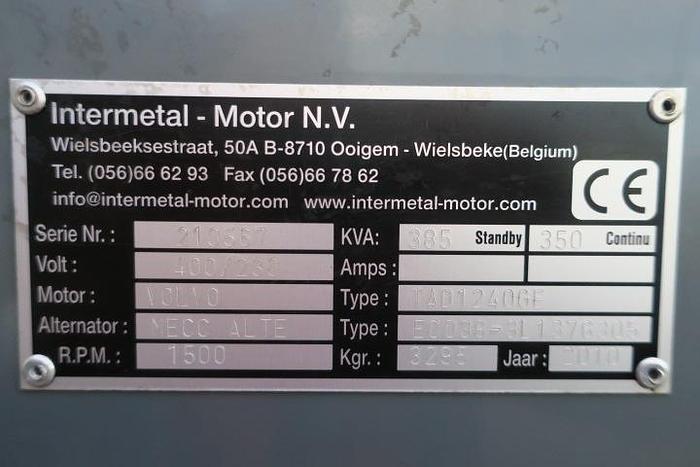 Used 2010 Volvo TAD1240GE - 350/385 KVA