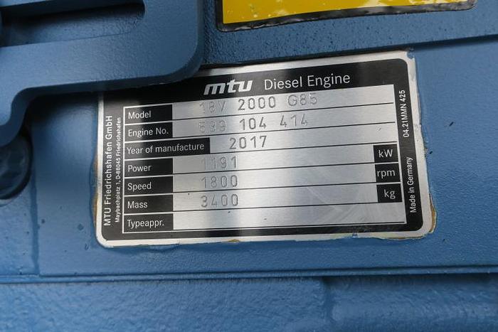 Unused 2017 MTU 18V2000G85 -1100/1210 KVA