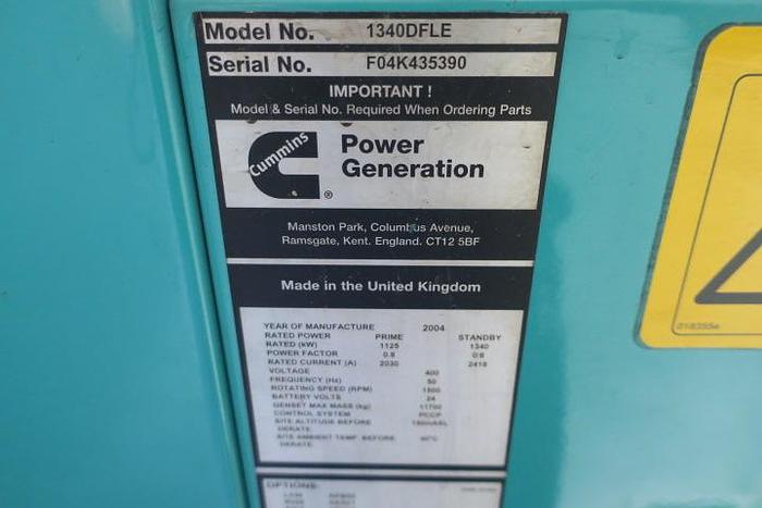 Used 2004 Cummins KTA50G8 - 1500/1675 KVA