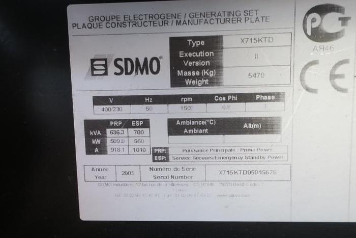 Used 2005 MTU 12V2000 - 636/700 KVA