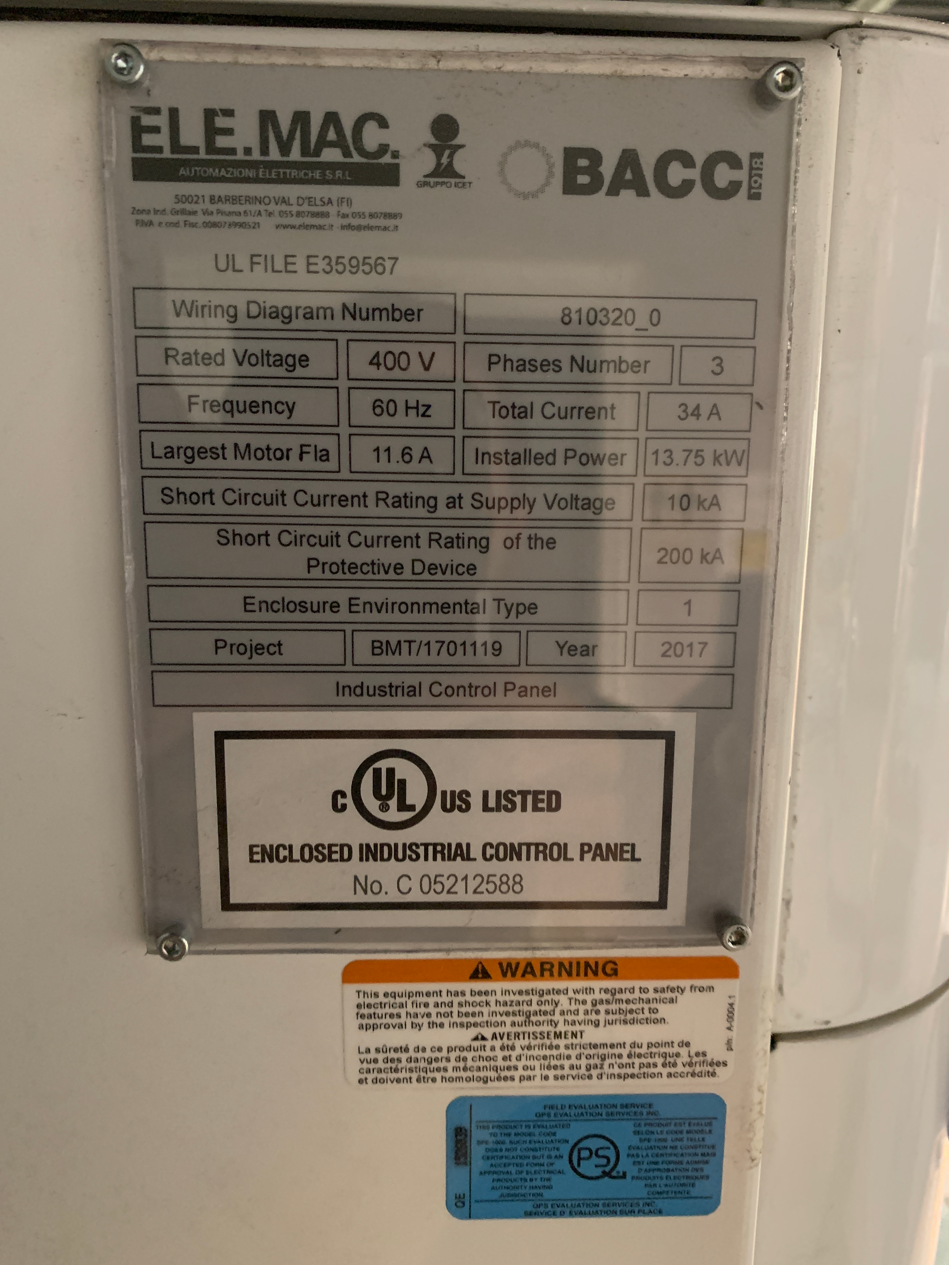 Used 2017 Bacci  BMT 4 Axis