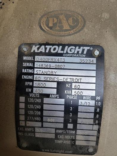 Used 400kW Katolight Generator---hole in block--needs engine