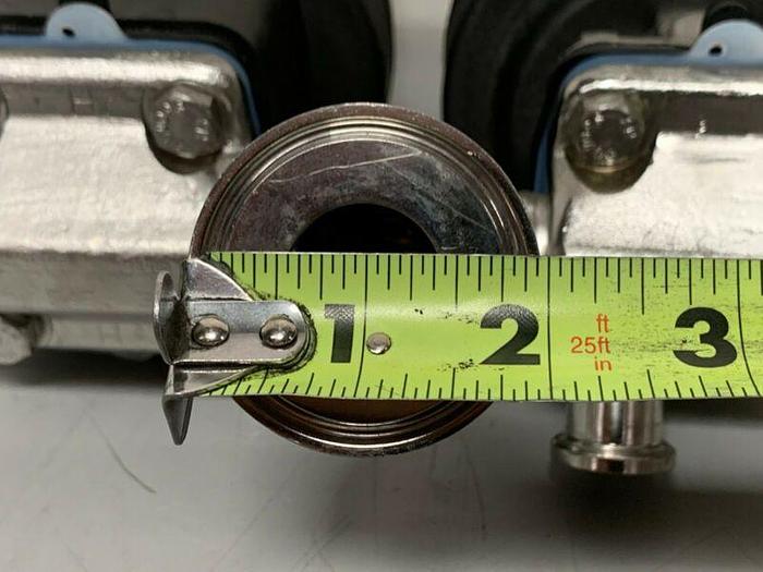 Used 2 ITT Pure-Flo A209 4-Way Stainless Steel Valve w/ Monitor & 1" & 3/4" Sanitary