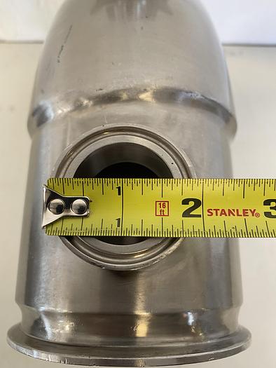 Used Stainless Steel 4-way Elbow w/ 4" & 1 1/2" Sanitary Fitting to 3" & 4 1/2" OD