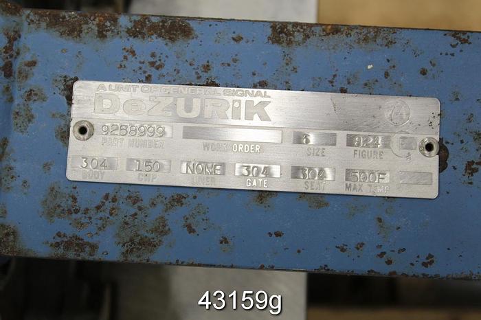 Used Dezurik 6" Hand Operated Knife Gate Valve #43159