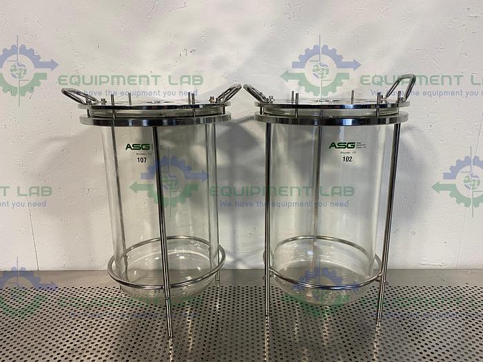Used Allen Scientific Glass 15 Liter Glass Bioreactor Vessel w/ Headplate and Frame