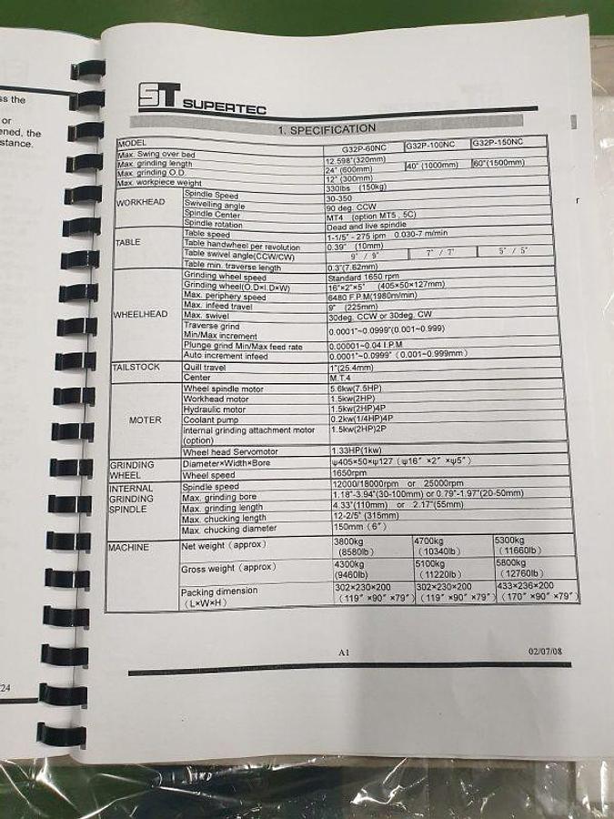 Used SUPERTEC G38P-100NC wall grinder