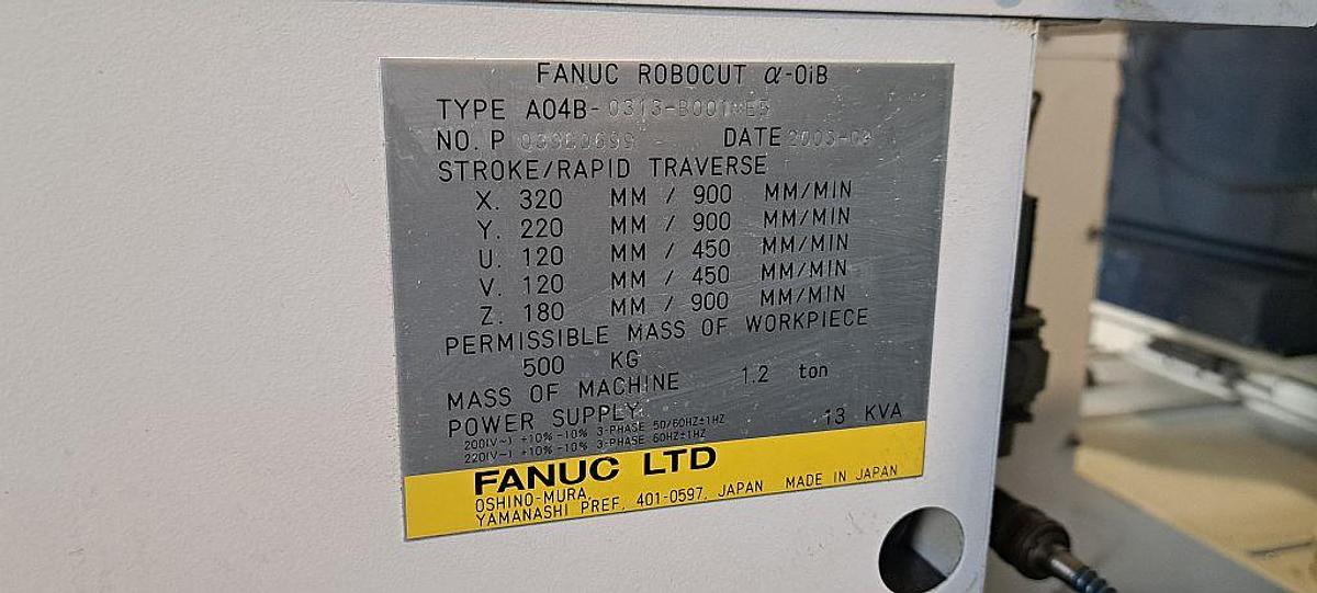 FANUC Robocut Alpha 0iB wire spark
