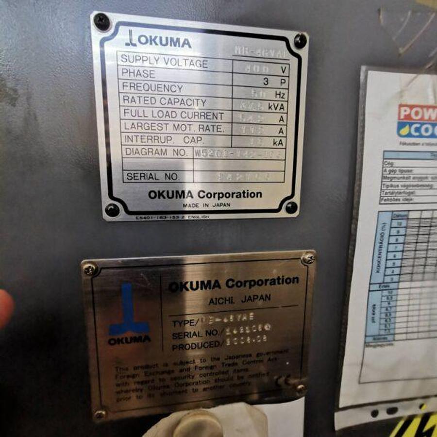 Used OKUMA MB46-VAE machining center