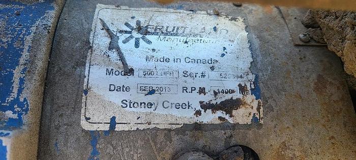 Used USED HEADACHE RACK MOUNTED FRUITLAND VACUUM PUMP MOD# 500RUFH WITH HYDRAULIC MOTOR AND HYDRAULIC COOLER/FILTER