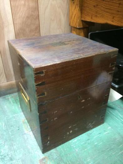 Used 1350-385 Antique L Oertling 2500 Troy Ounce Brass Counterweight with Carrying Case and Bridge Type Carrying Handle