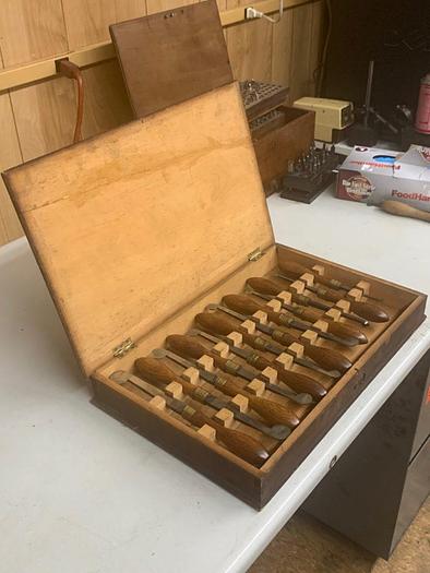 Used 5981-385 Antique Holtzapffel & Co Ornamental Lathe Wood Shaping / Turning Tools, Set of 12, London Rare!