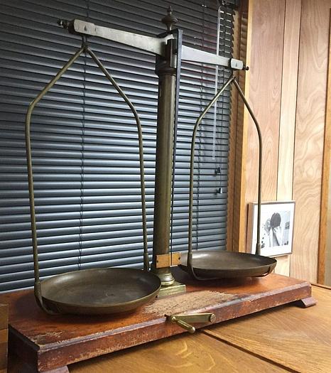 Used 2899-385 Antique H. Kohlbusch Balance Beam Scale with Set of Weights Circa 1890