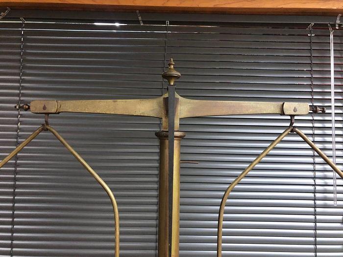 Used 2899-385 Antique H. Kohlbusch Balance Beam Scale with Set of Weights Circa 1890