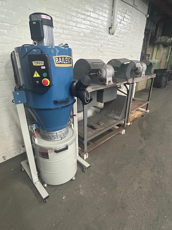 Used Dual Polishing Benches (4-Station System) with Baileigh DC-1450C 2HP Dust Collector