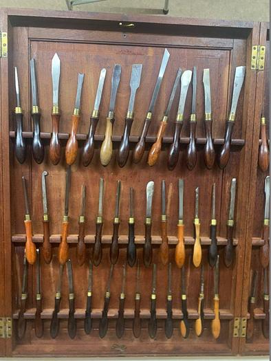 Used 5985-385 Antique Holtzapffel & Co Ornamental Lathe 75 Turning Tools Chisel Set, London