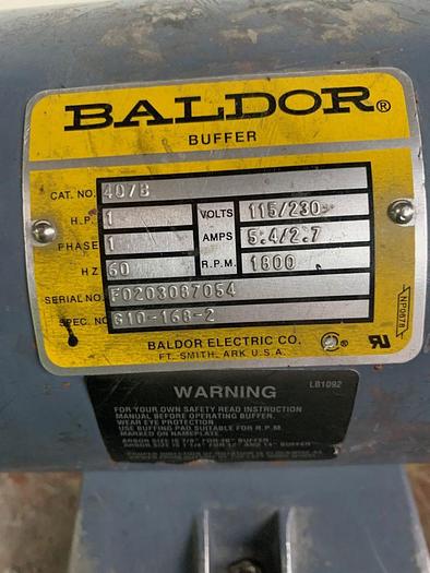 Used 3607-550 Baldor 1 HP, Double End Buffing Unit with Handler Dust Collector Base