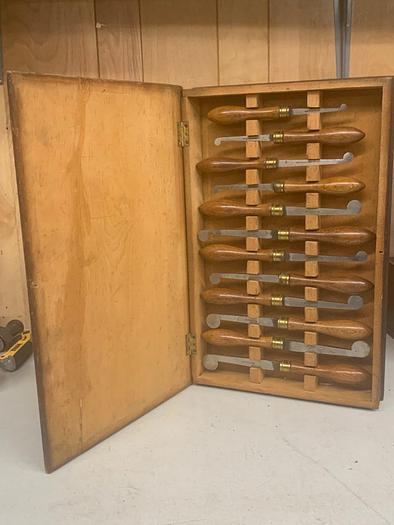 Used 5981-385 Antique Holtzapffel & Co Ornamental Lathe Wood Shaping / Turning Tools, Set of 12, London Rare!