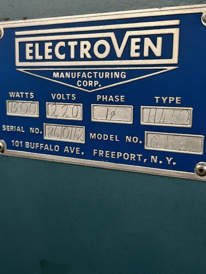 Used Electroven Model GB3 1500 Watt Laboratory Oven 450 F. Drying / Curing Oven