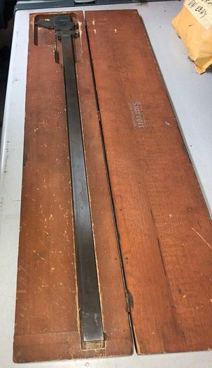 Used 3371-385 VINTAGE L.S. STARRETT 25″ VERNIER CALIPER No. 122-INSIDE-OUTSIDE MADE IN USA WOOD CASE