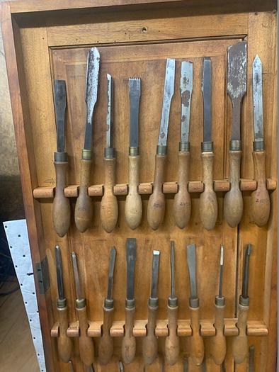 Used 5986-385 Antique Holtzapffel & Co Ornamental Lathe 54 Turning Tools Chisel Set, London