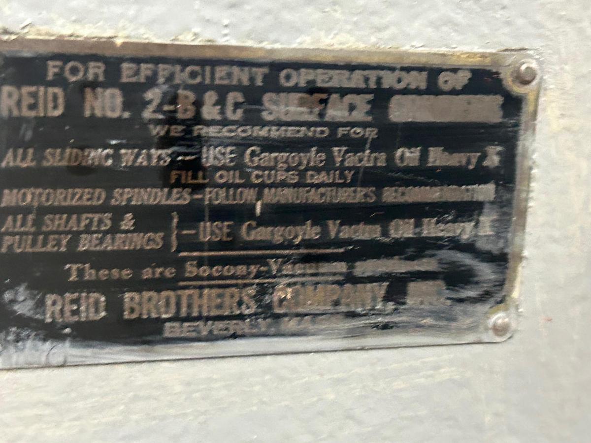 Used  Reid No. 2-B 6"X 18" 3Ph Reciprocating Grinder with B&S Magnetic Chuck