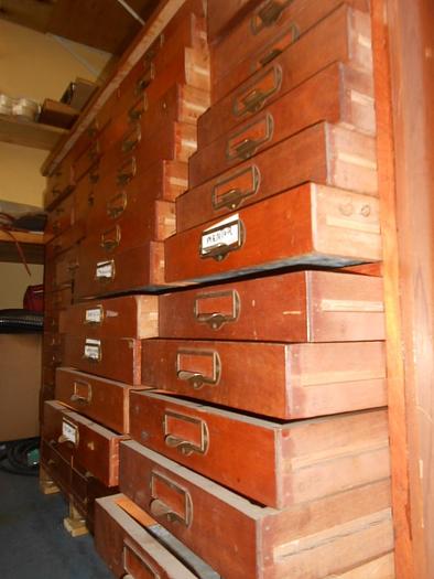 Used 8297-385 Antique Wood Parts Cabinet