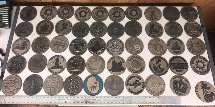 Used 3445-700 Assorted Group Lot of 50 Antique Mixed Master Brocading Templates -Magnesium Metal Material