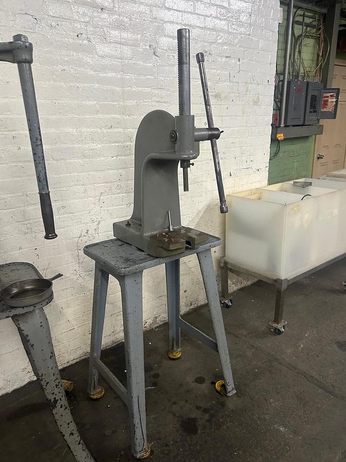 Used Greenerd #3 Hand Operated Arbor Press on H.D. Cast Iron Stand