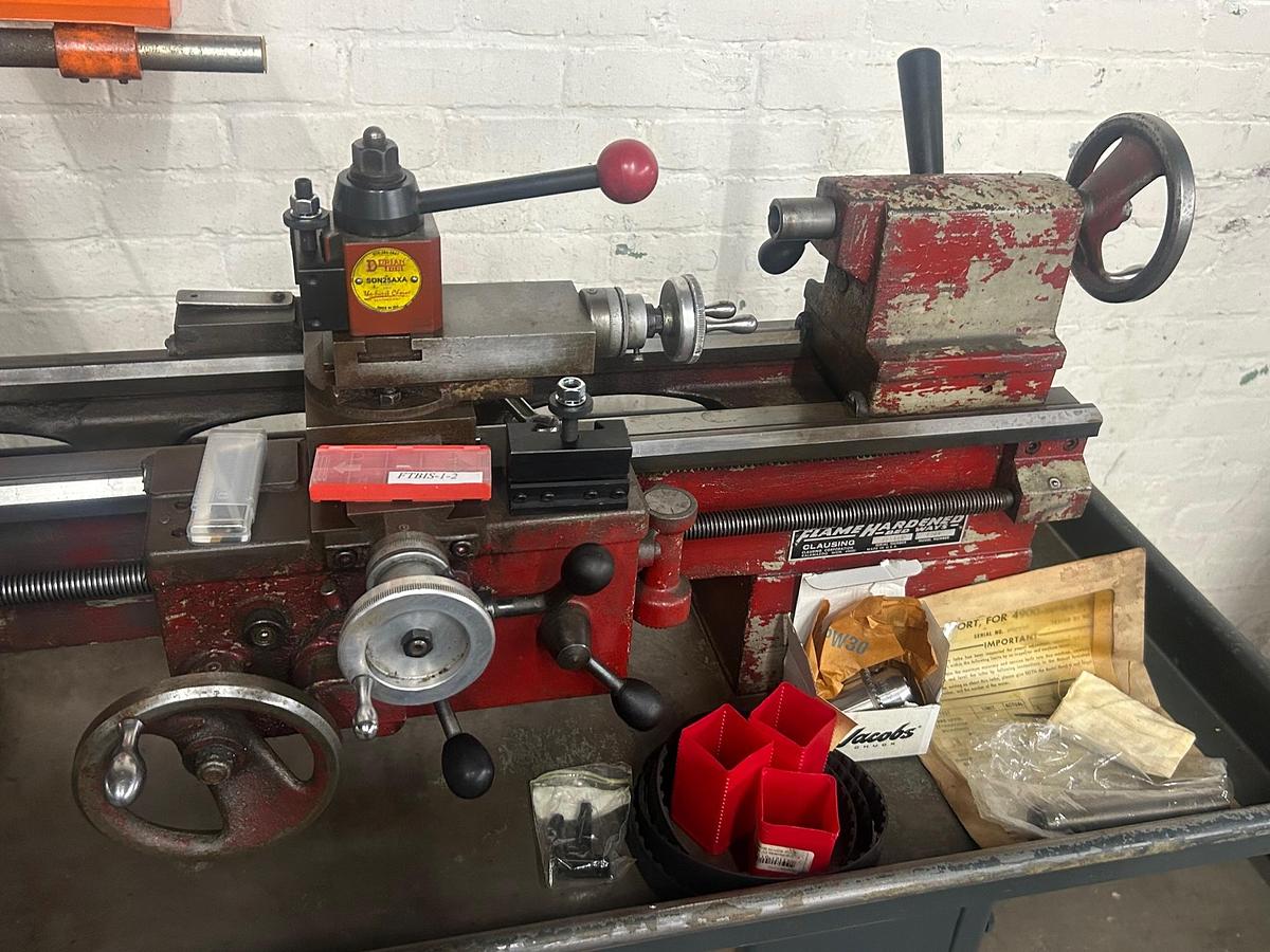 Used Clausing Model 4904 10" x 24" Precision Toolroom Lathe with Cabinet Stand