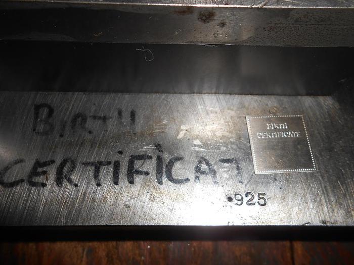Used 7399-390 Die Set Makes a SquarePendant with “Birth Certificate” Stamp